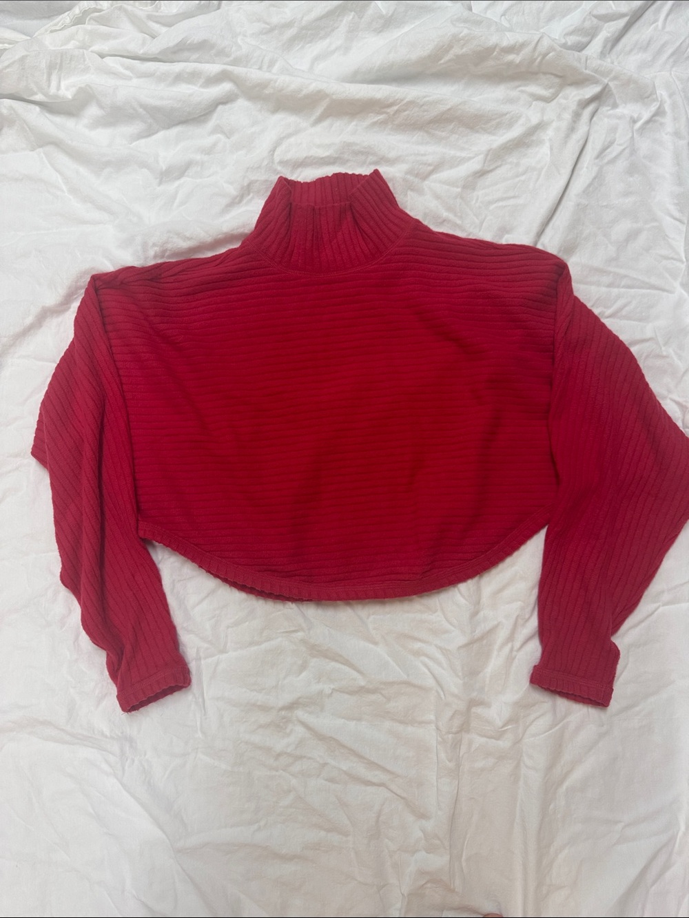 Pilcro Bright Red Ribbed Mock Neck Sweater - Picture 1 of 3